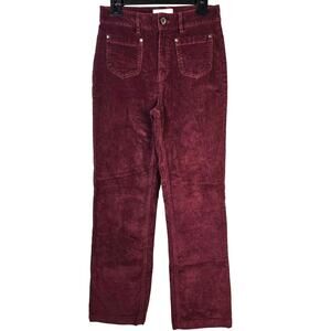 Fat Face Paige Corduroy Pants Women's 4 Dark Red Straight Leg Casual Winter Boho